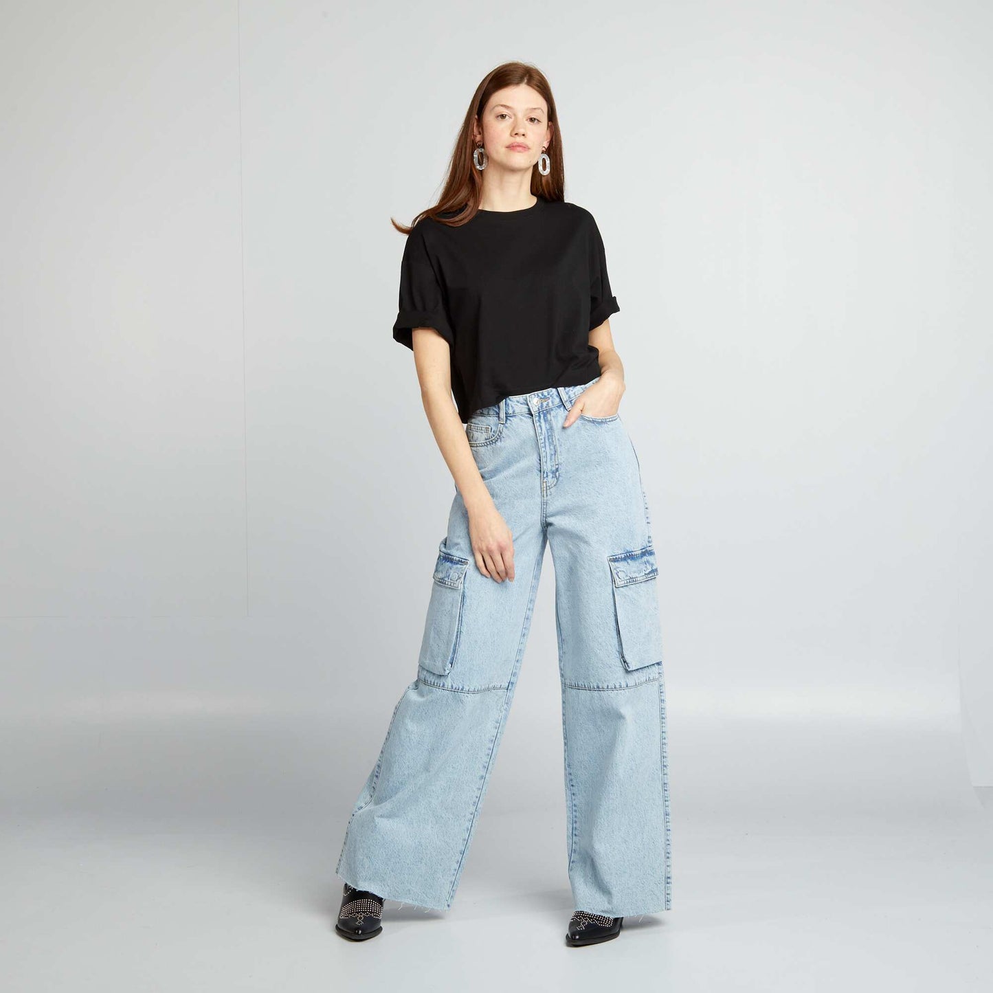 Jean multipoche wide leg Bleu