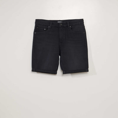 Bermuda slim en jean 5 poches Noir