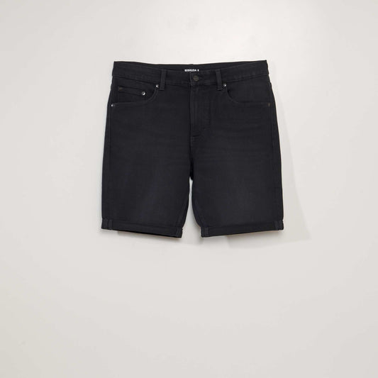 Bermuda slim en jean à 5 poches Noir