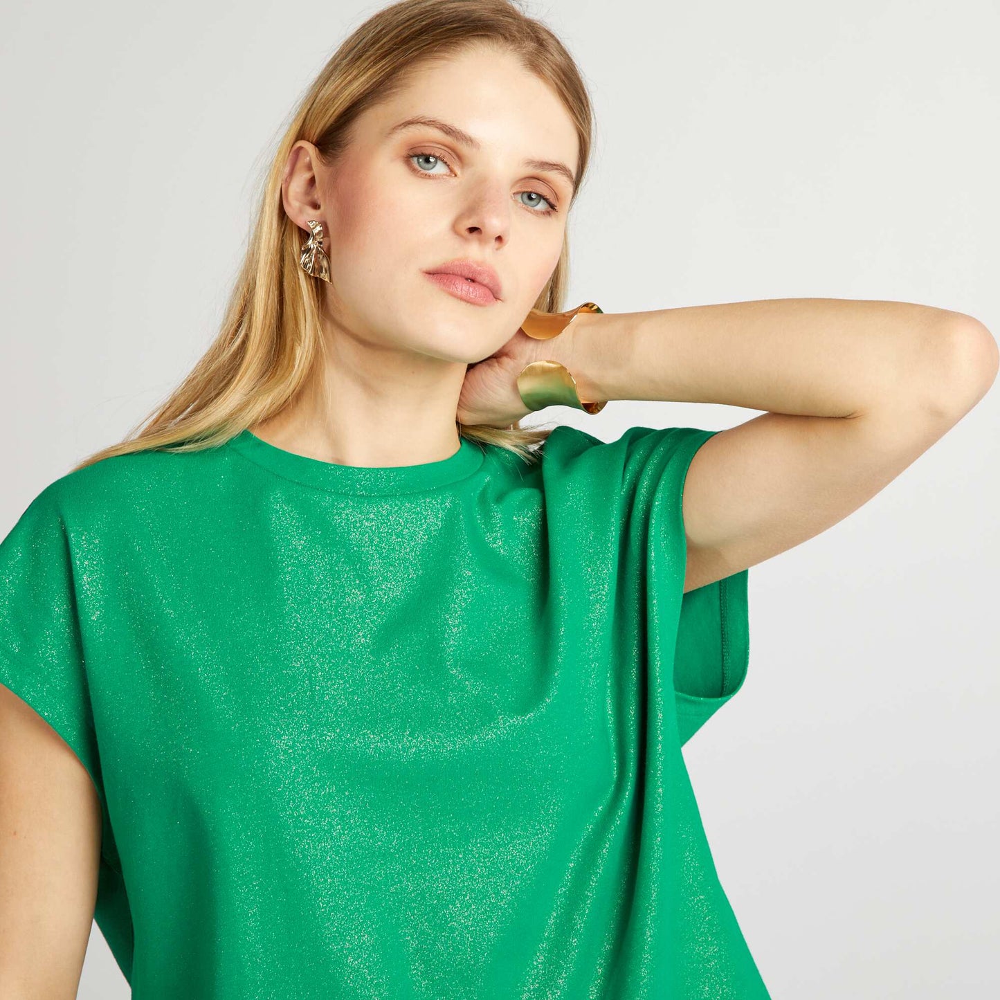 T-shirt en jersey pailleté Vert