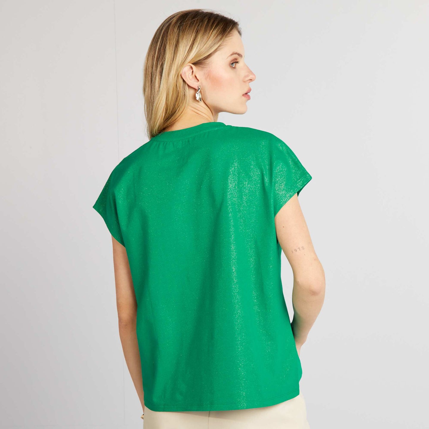 T-shirt en jersey pailleté Vert