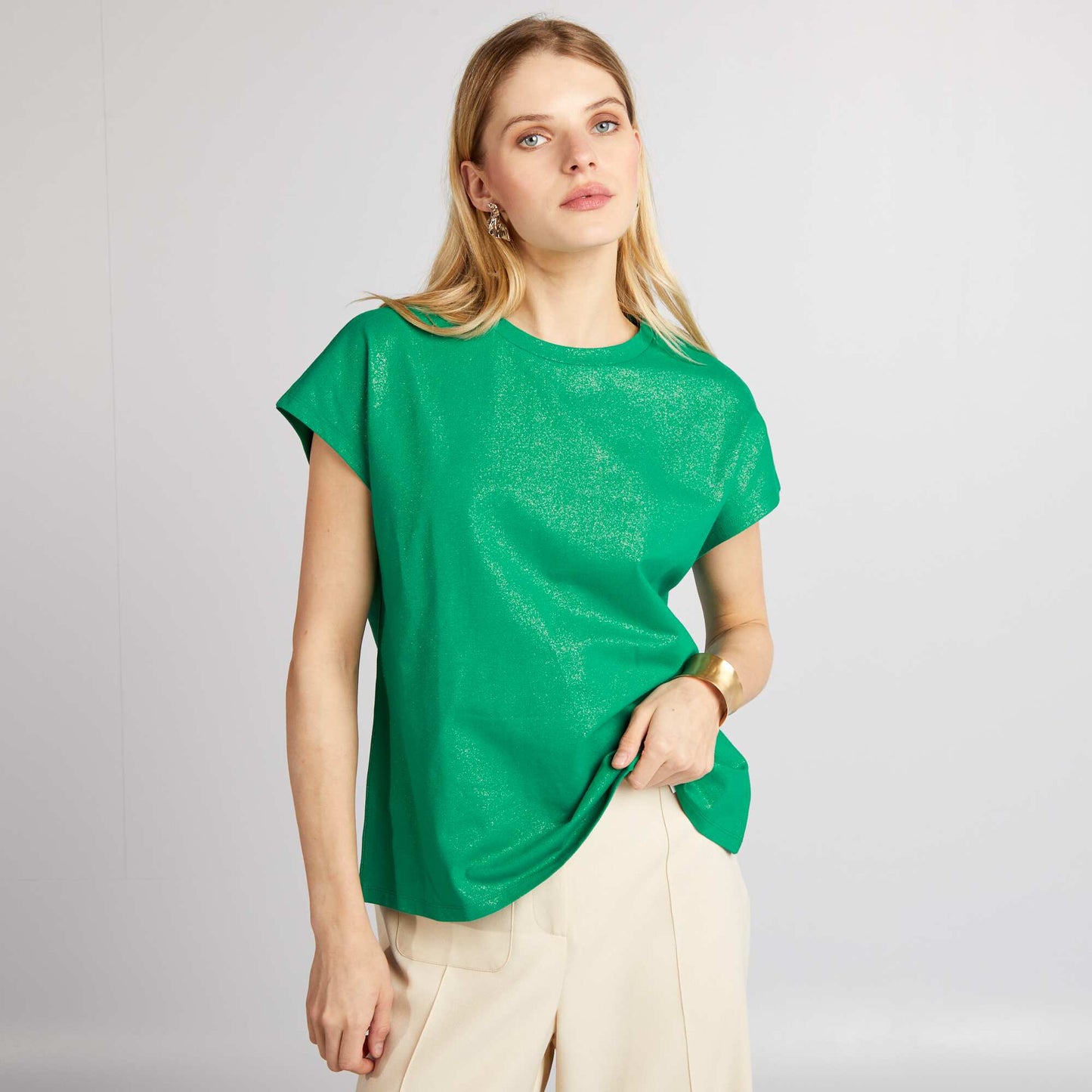 T-shirt en jersey pailleté Vert