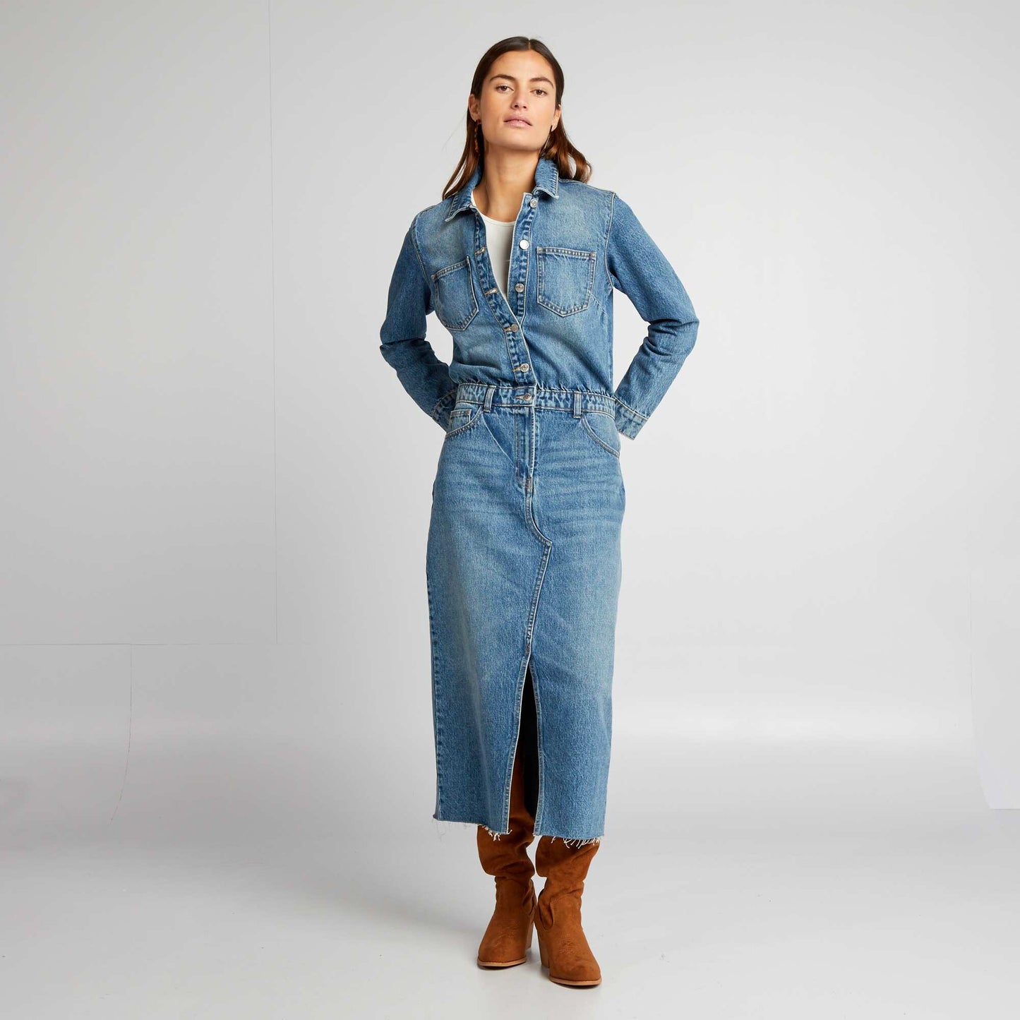 Robe longue en jean Bleu