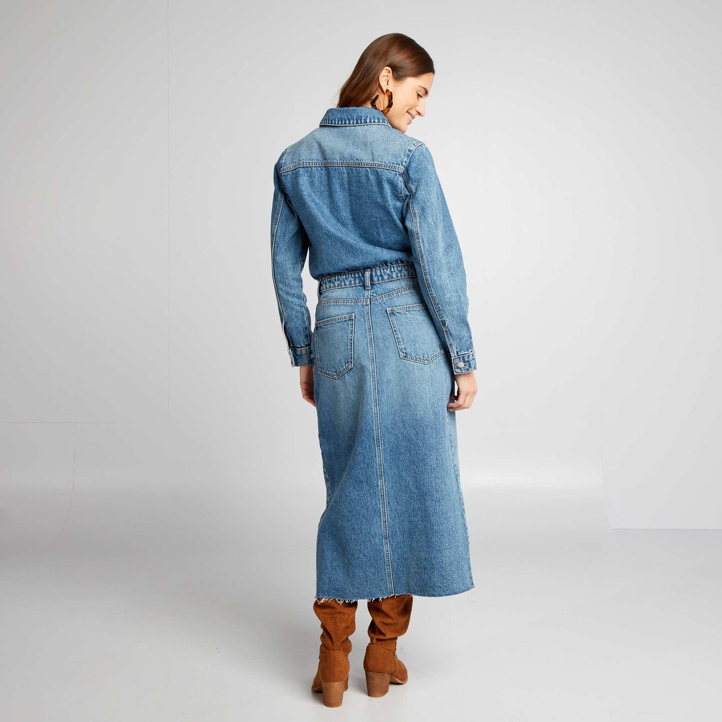 Robe longue en jean Bleu