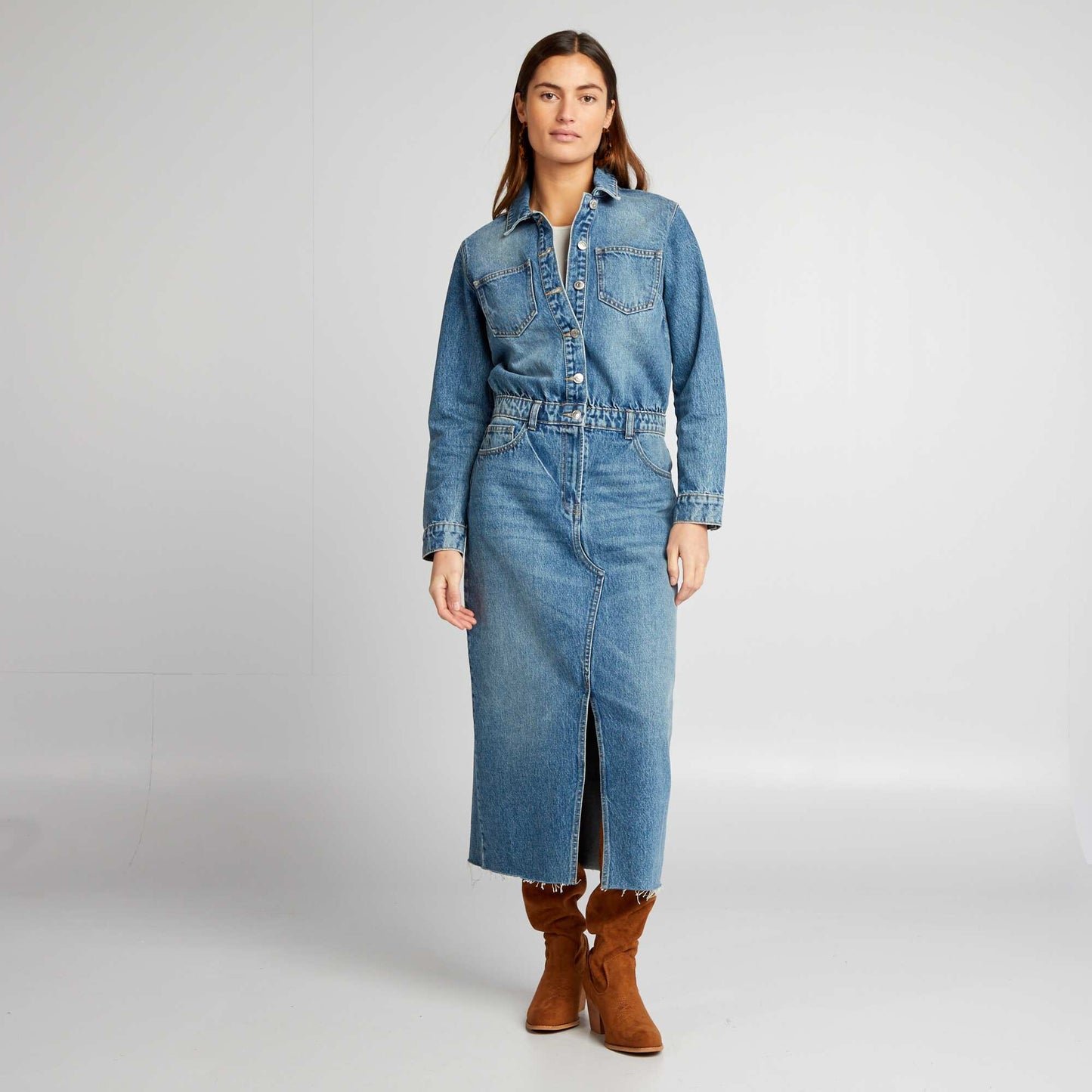 Robe longue en jean Bleu