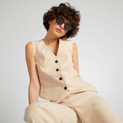 Gilet de costume style gar on de caf Beige