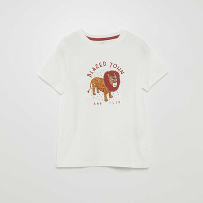 T-shirt col rond avec imprim Blanc
