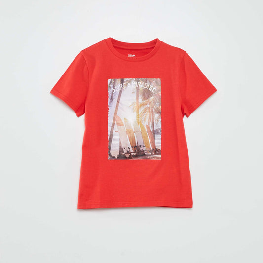 T-shirt col rond avec imprim Rouge