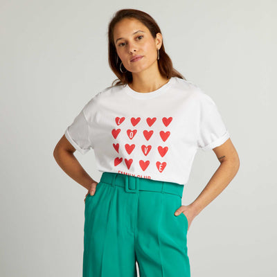 T-shirt en coton col rond Blanc 'c ur'