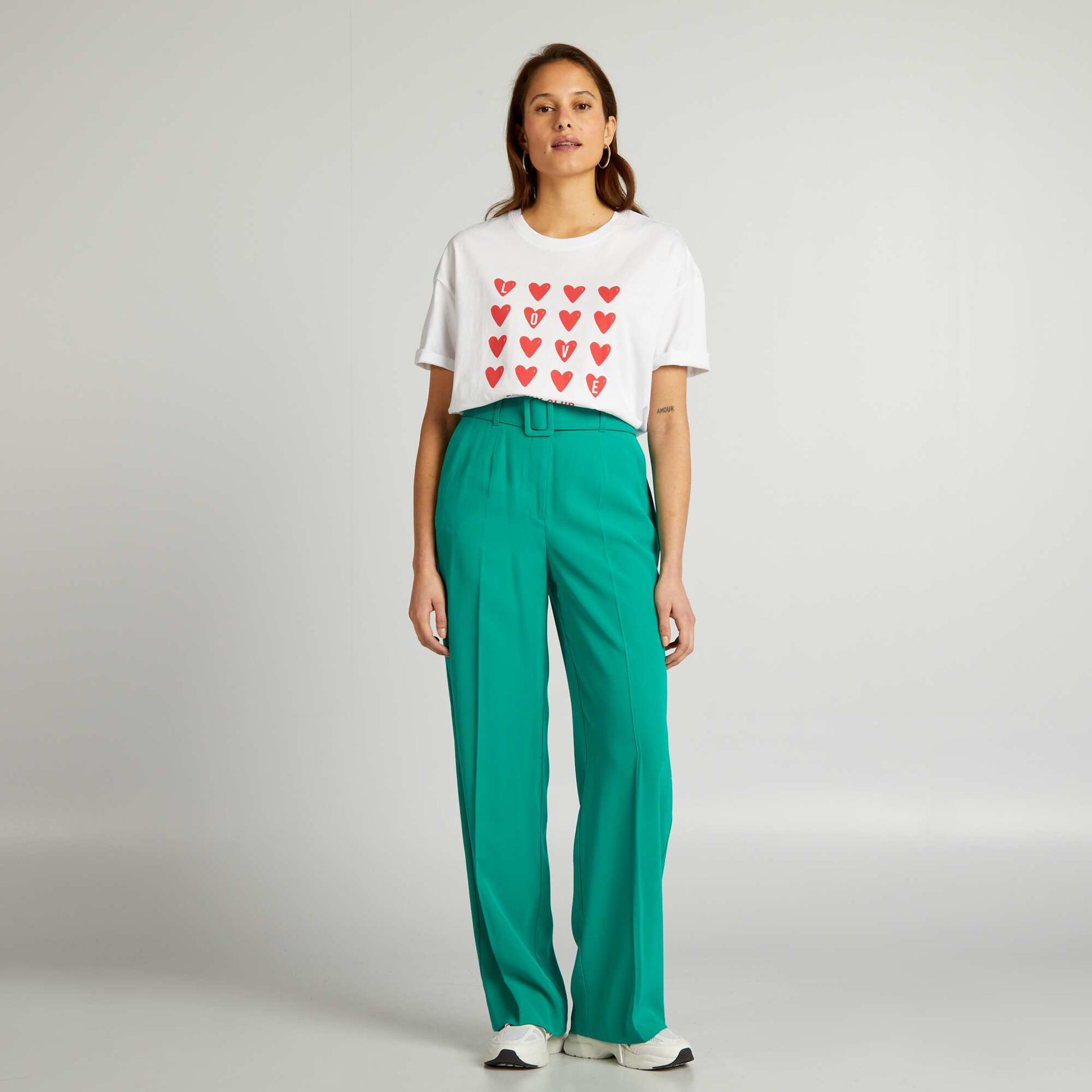 T-shirt en coton col rond Blanc 'c ur'