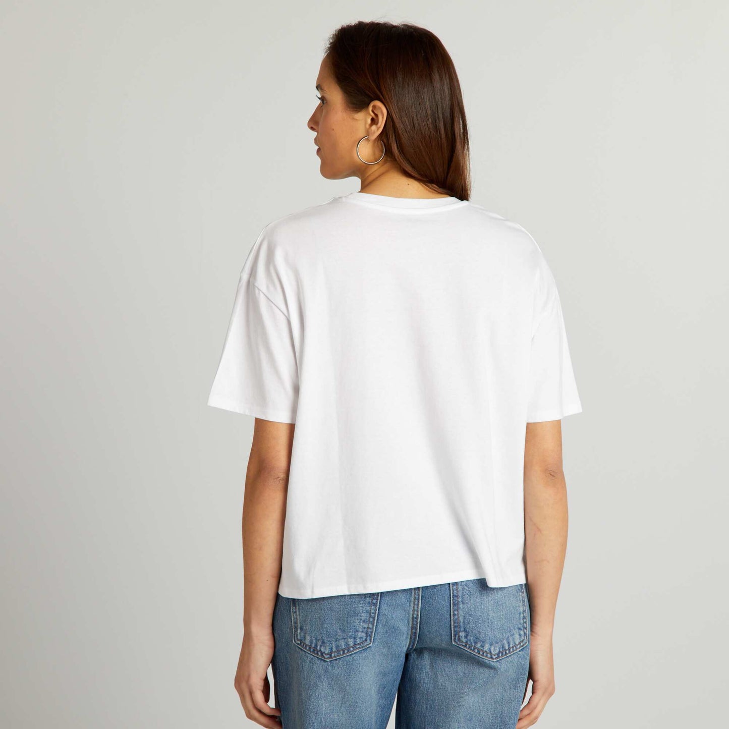 T-shirt en coton   col rond Blanc 'more love'