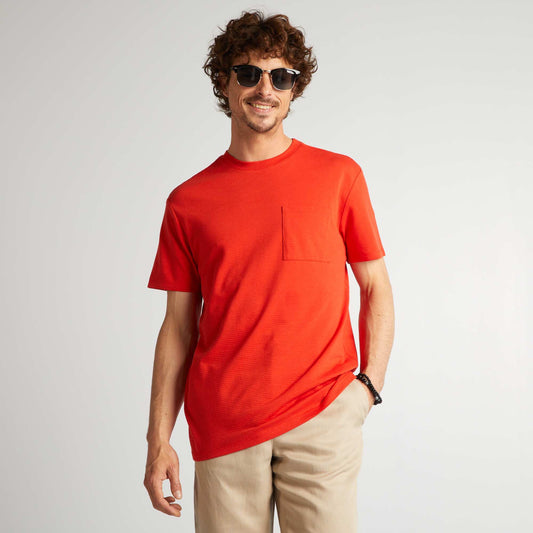 T-shirt textur uni Rouge