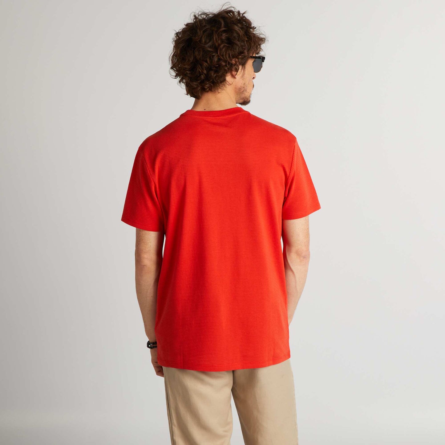 T-shirt textur uni Rouge