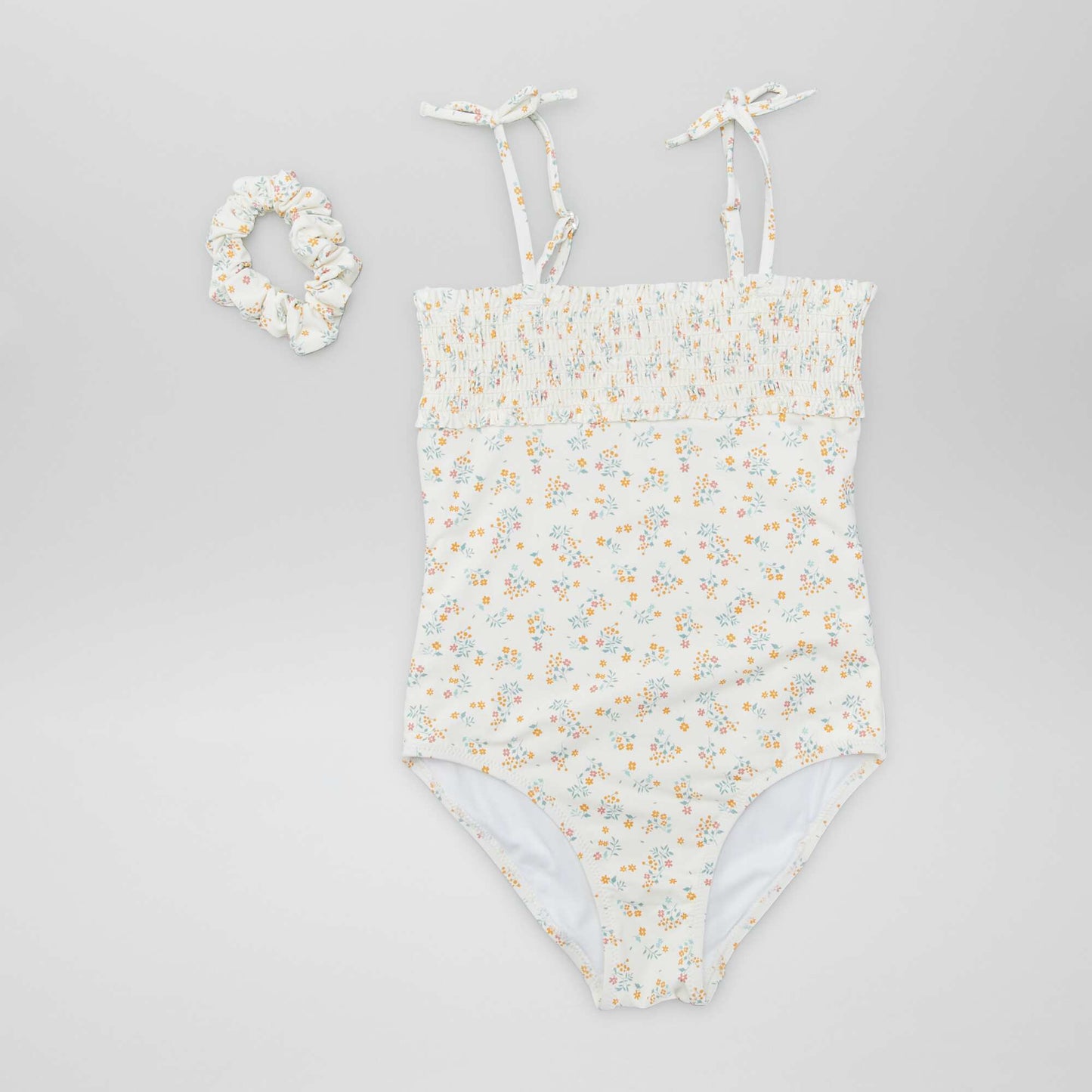 Maillot de bain smock + Chouchou - 2 pi ces Blanc