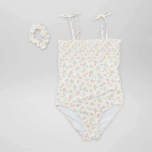 Maillot de bain smock + Chouchou - 2 pi ces Blanc