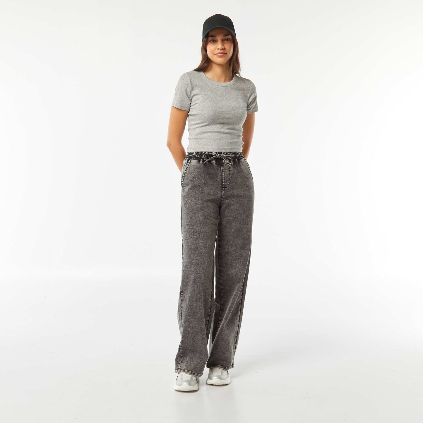 T-shirt cropped manches courtes GRIS