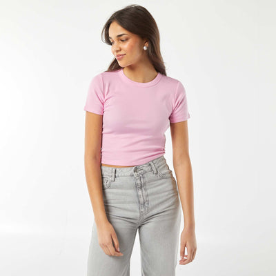 T-shirt cropped manches courtes ROSE