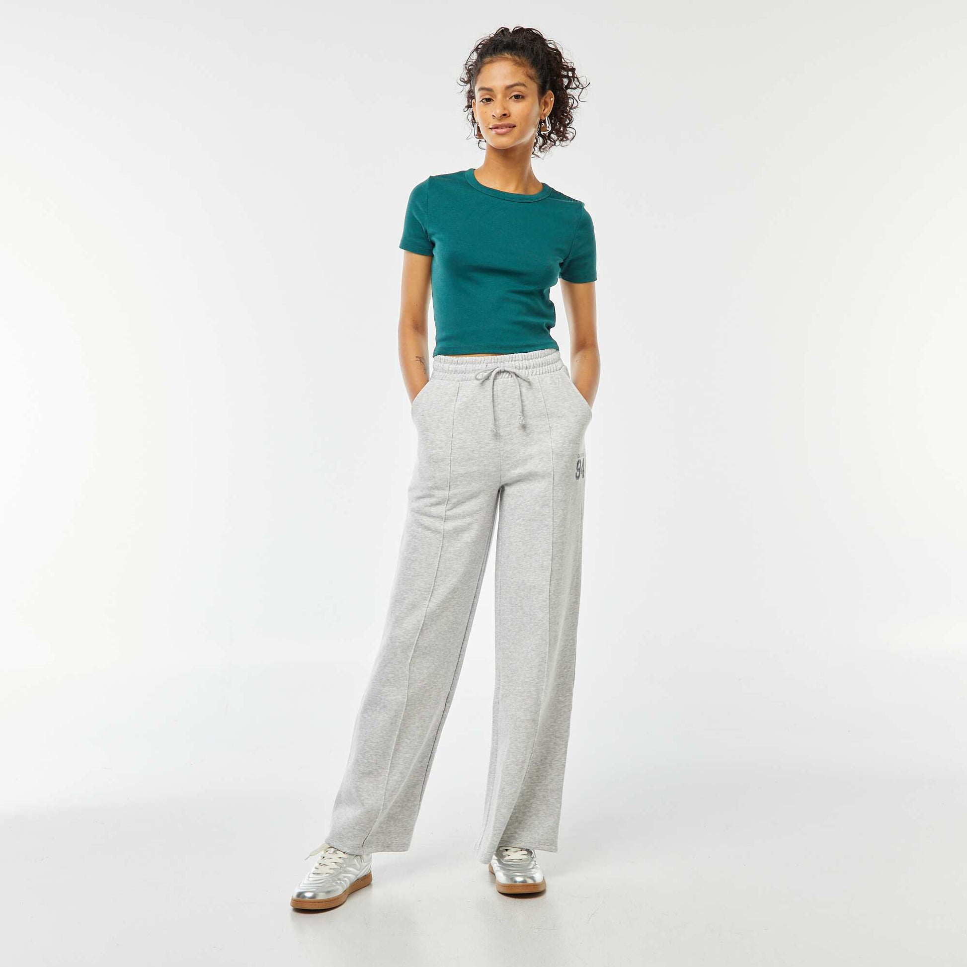 T-shirt cropped manches courtes BEIGE