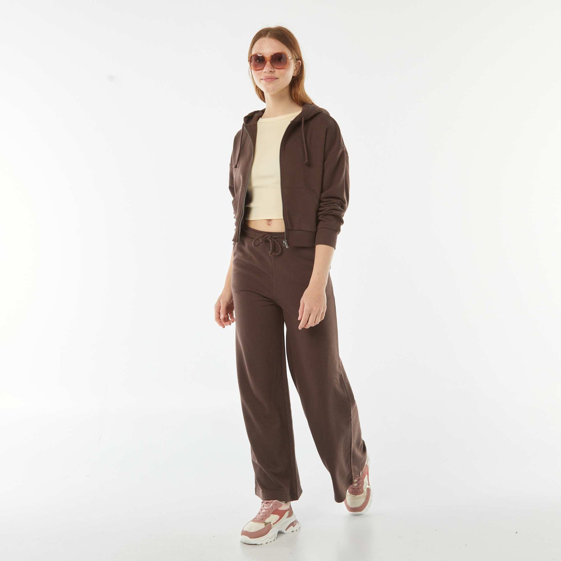 T-shirt cropped manches courtes BEIGE