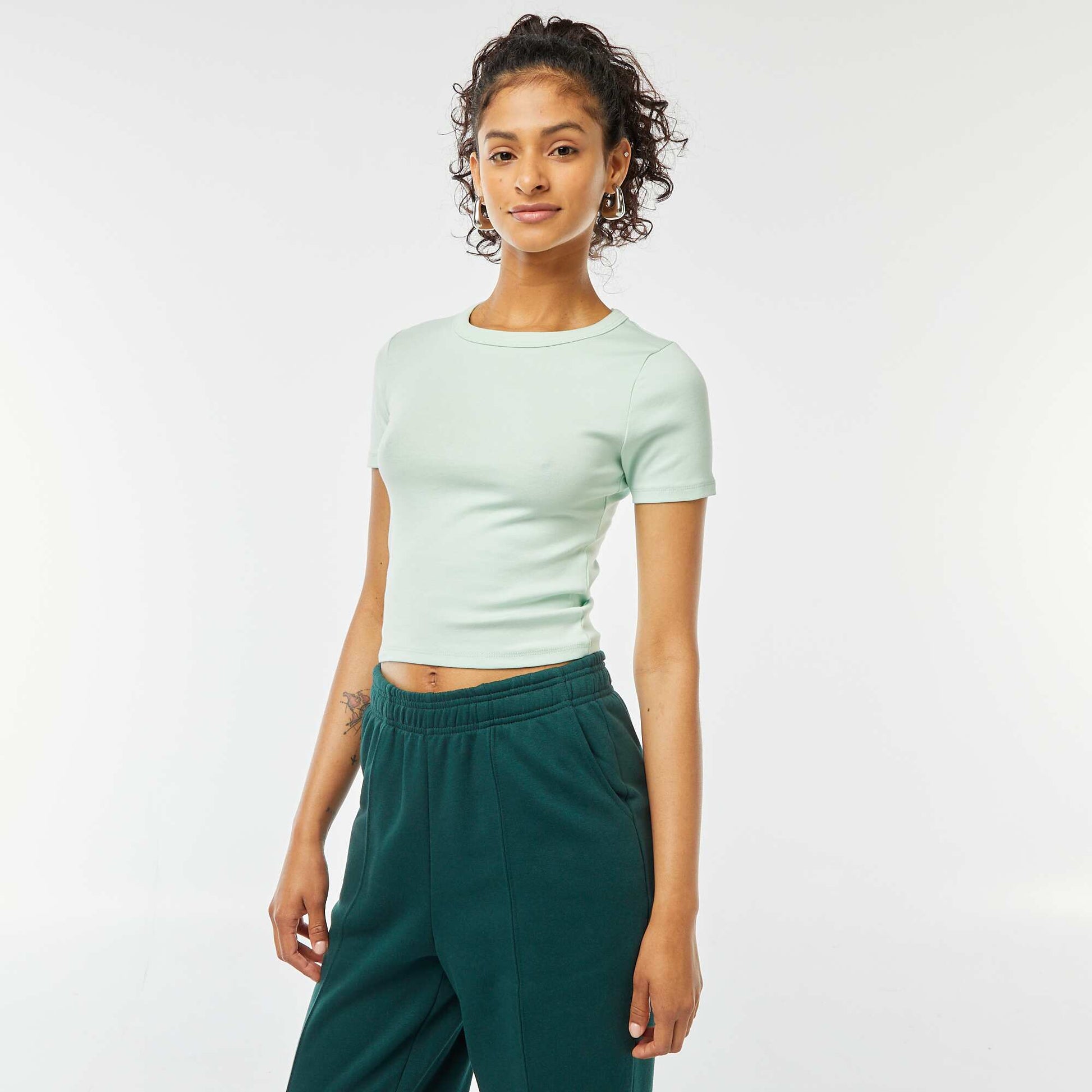 T-shirt cropped manches courtes VERT