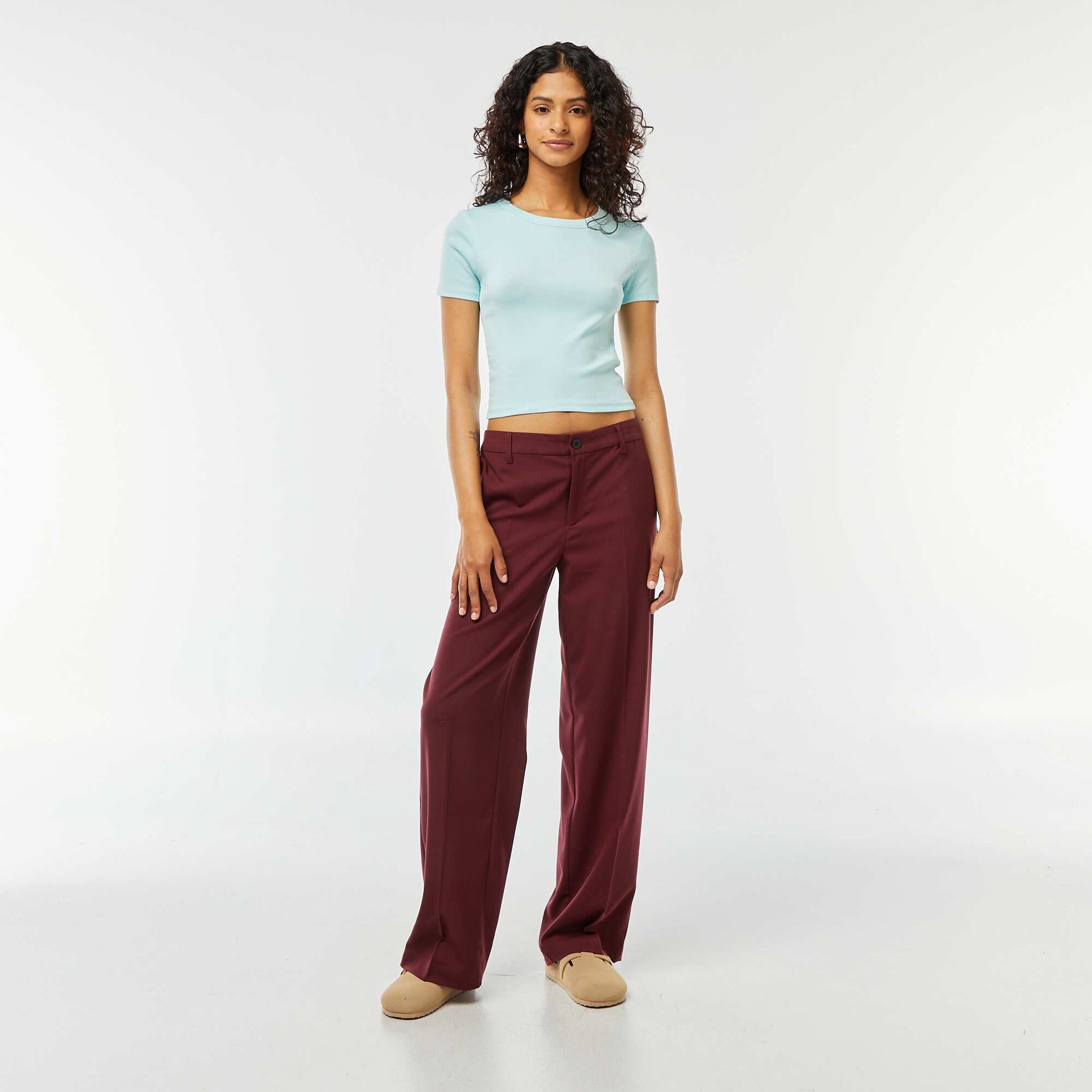 T-shirt cropped manches courtes BLEU