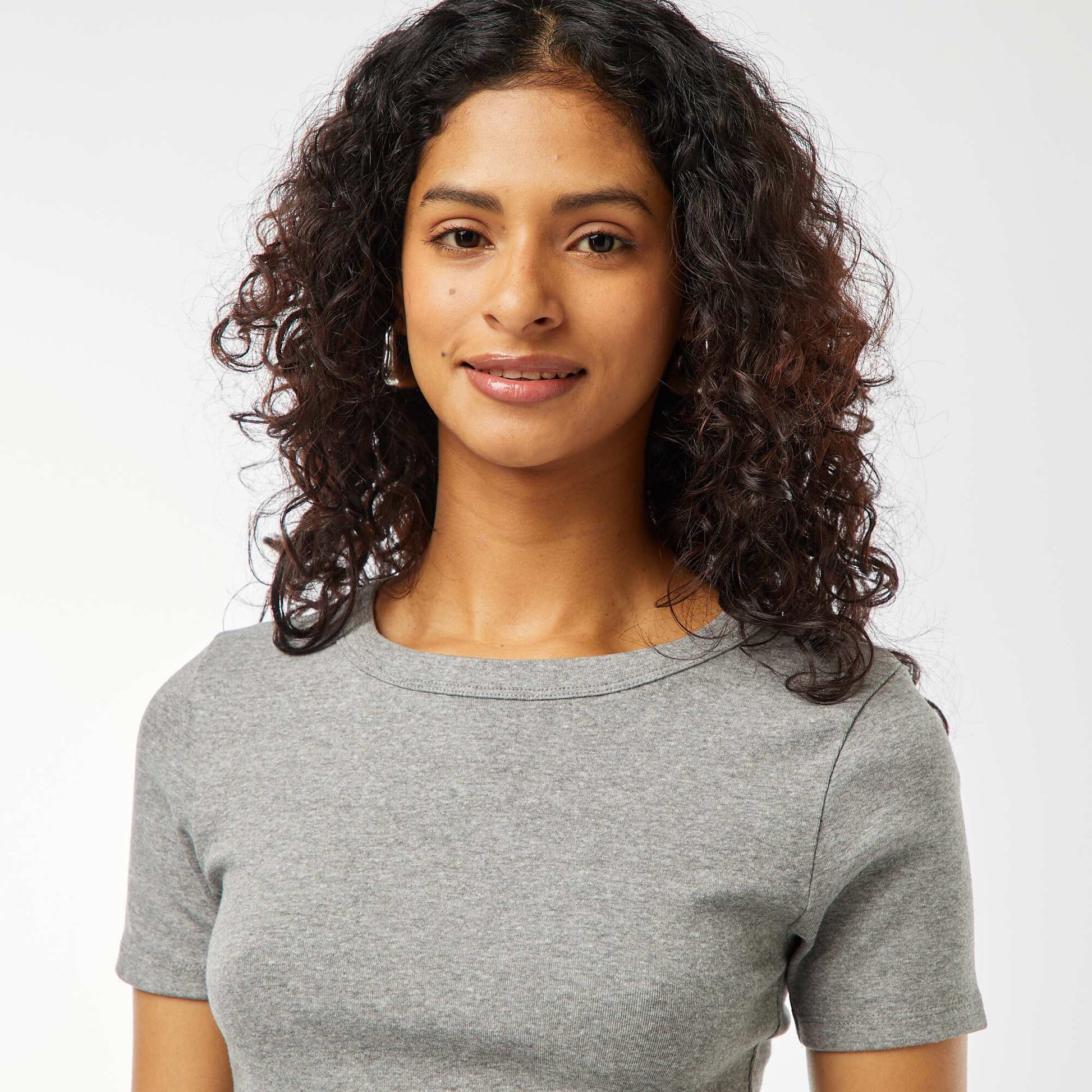 T-shirt cropped manches courtes GRIS