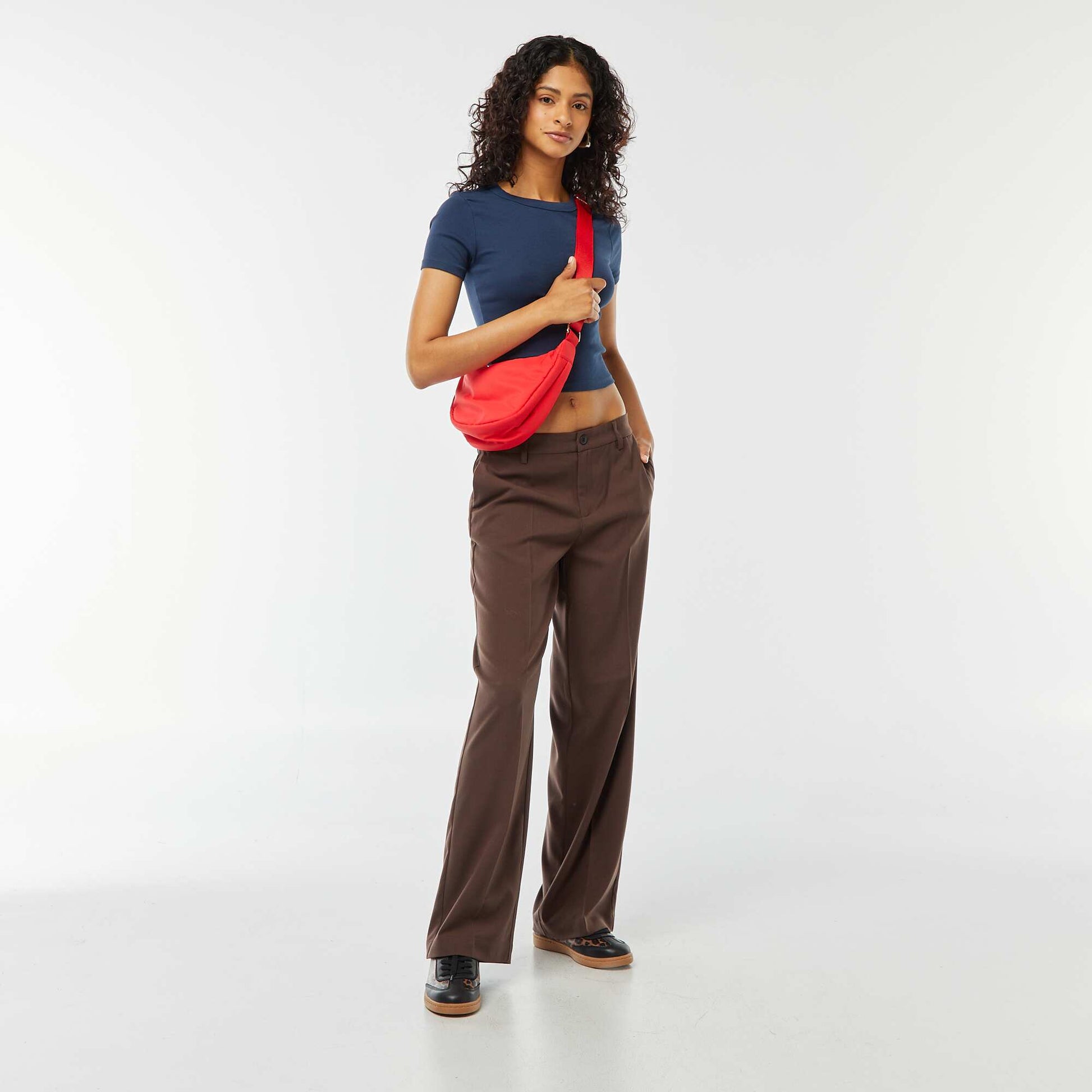 T-shirt cropped manches courtes BLEU