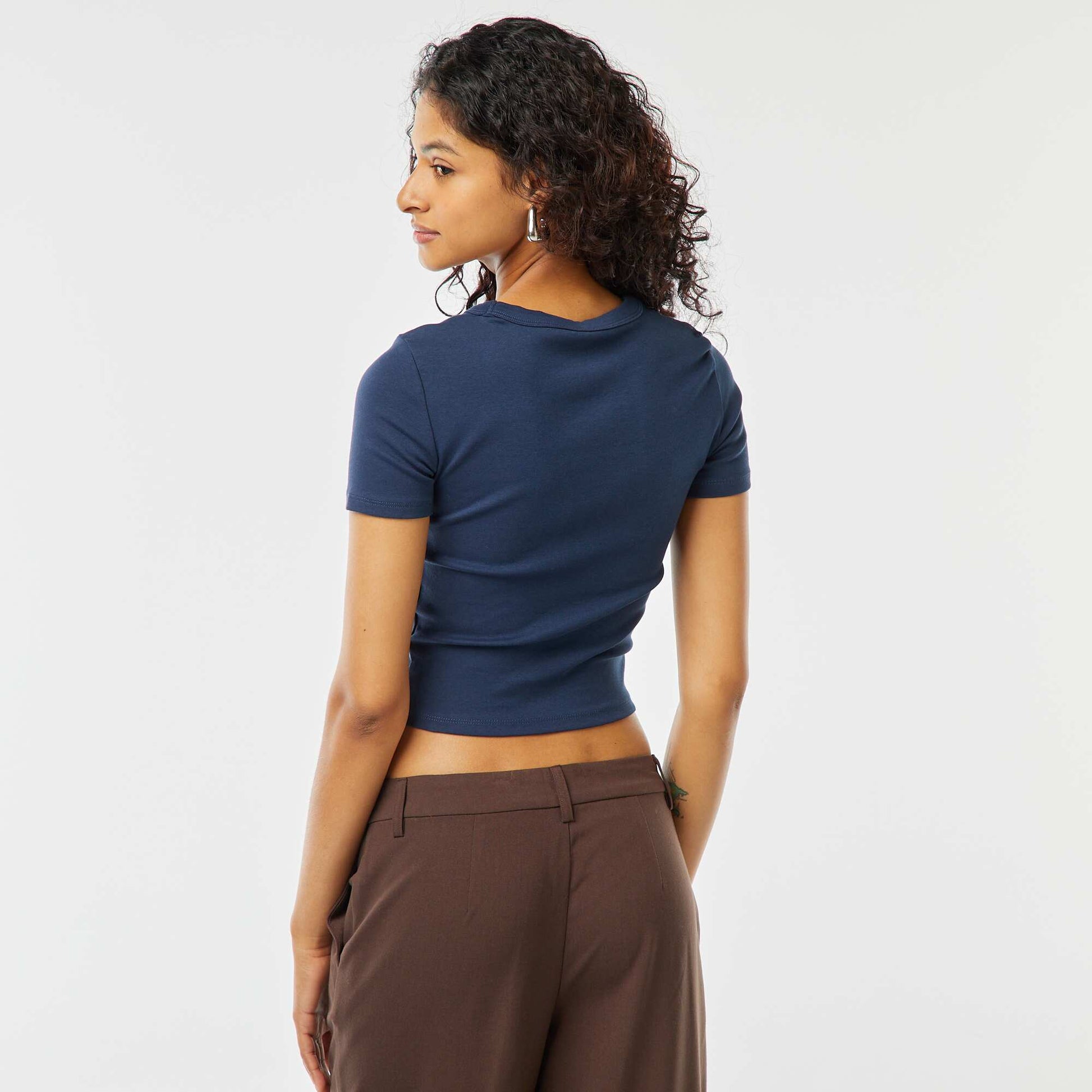 T-shirt cropped manches courtes BLEU