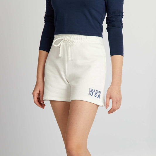 Short en coton USA Blanc