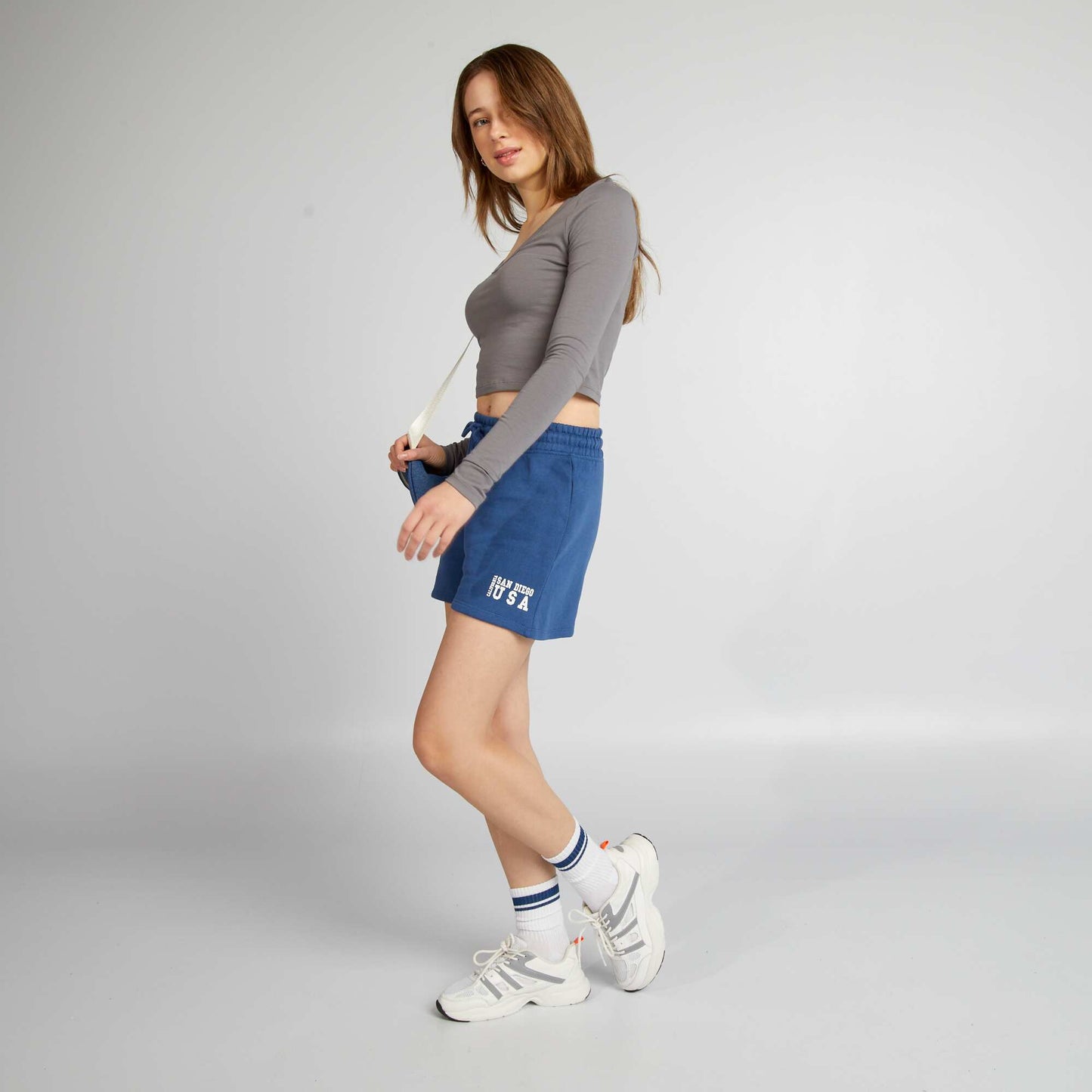 Short en coton USA Bleu marine