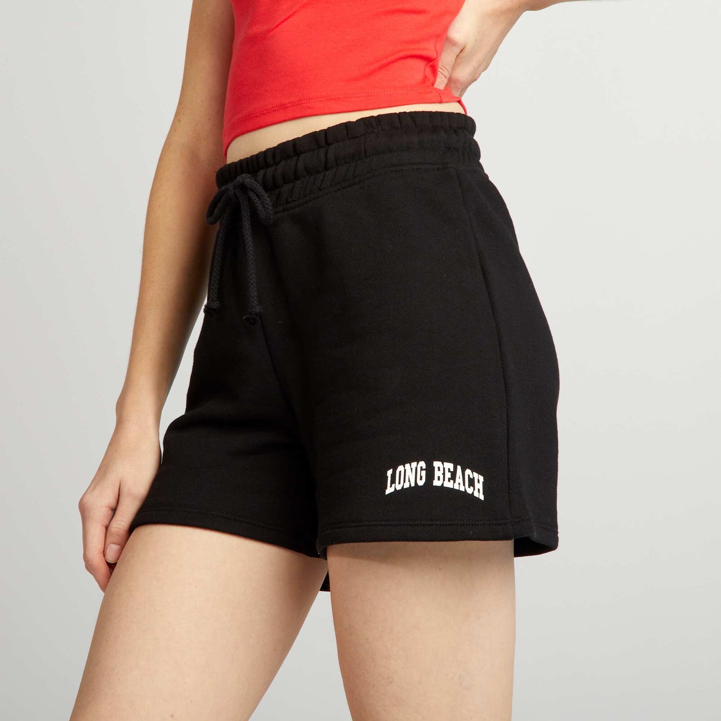 Short en coton Long beach Noir