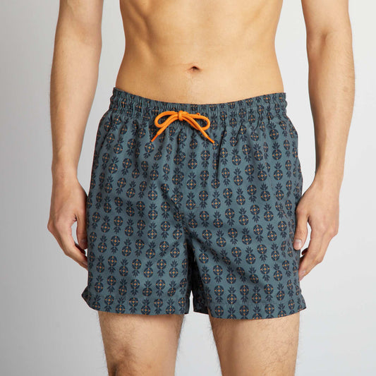 Short de bain à motifs Gris