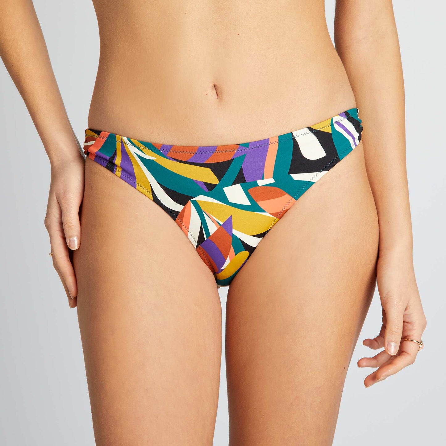 Culotte de bain imprim  colorblock Vert multicolore