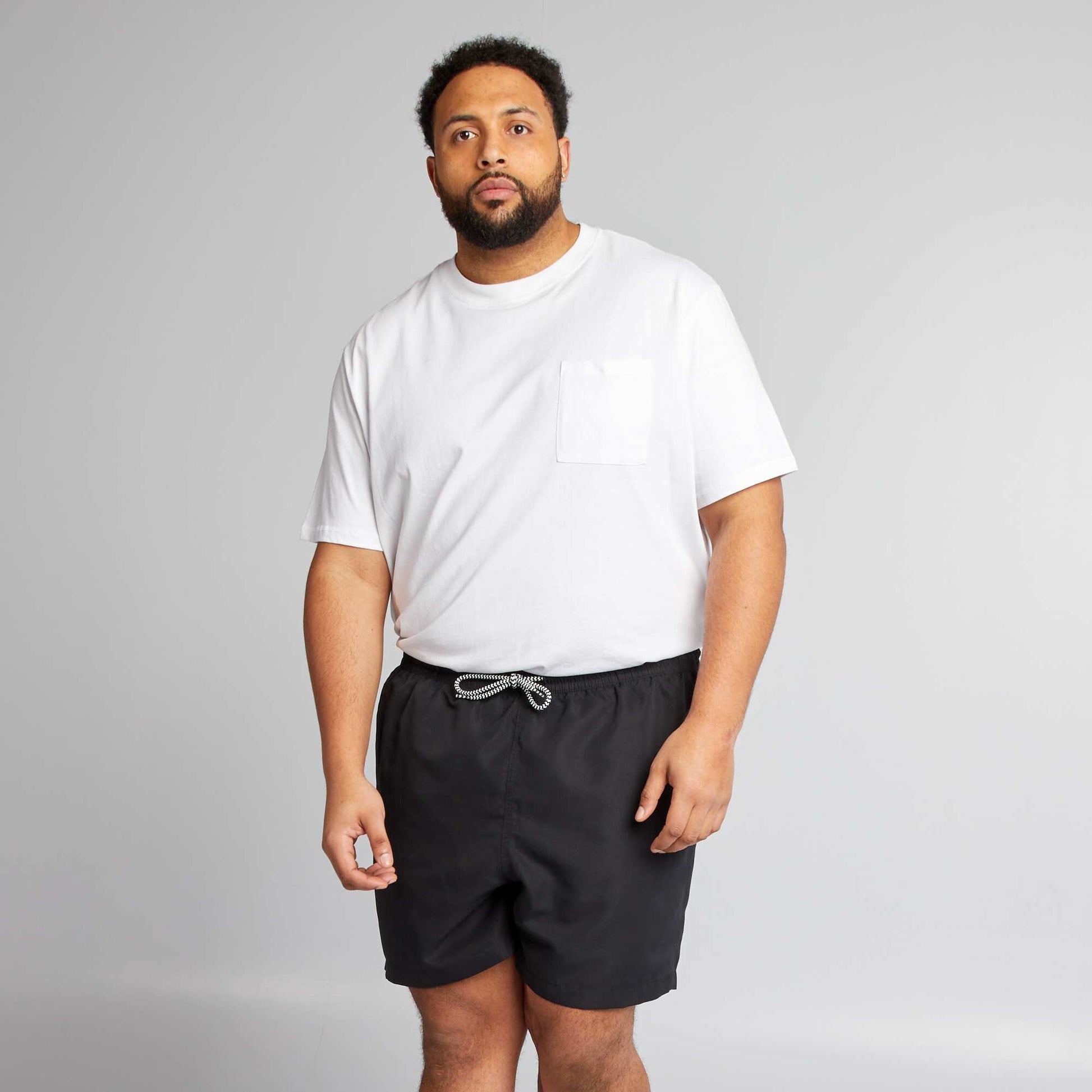 Short de bain uni noir
