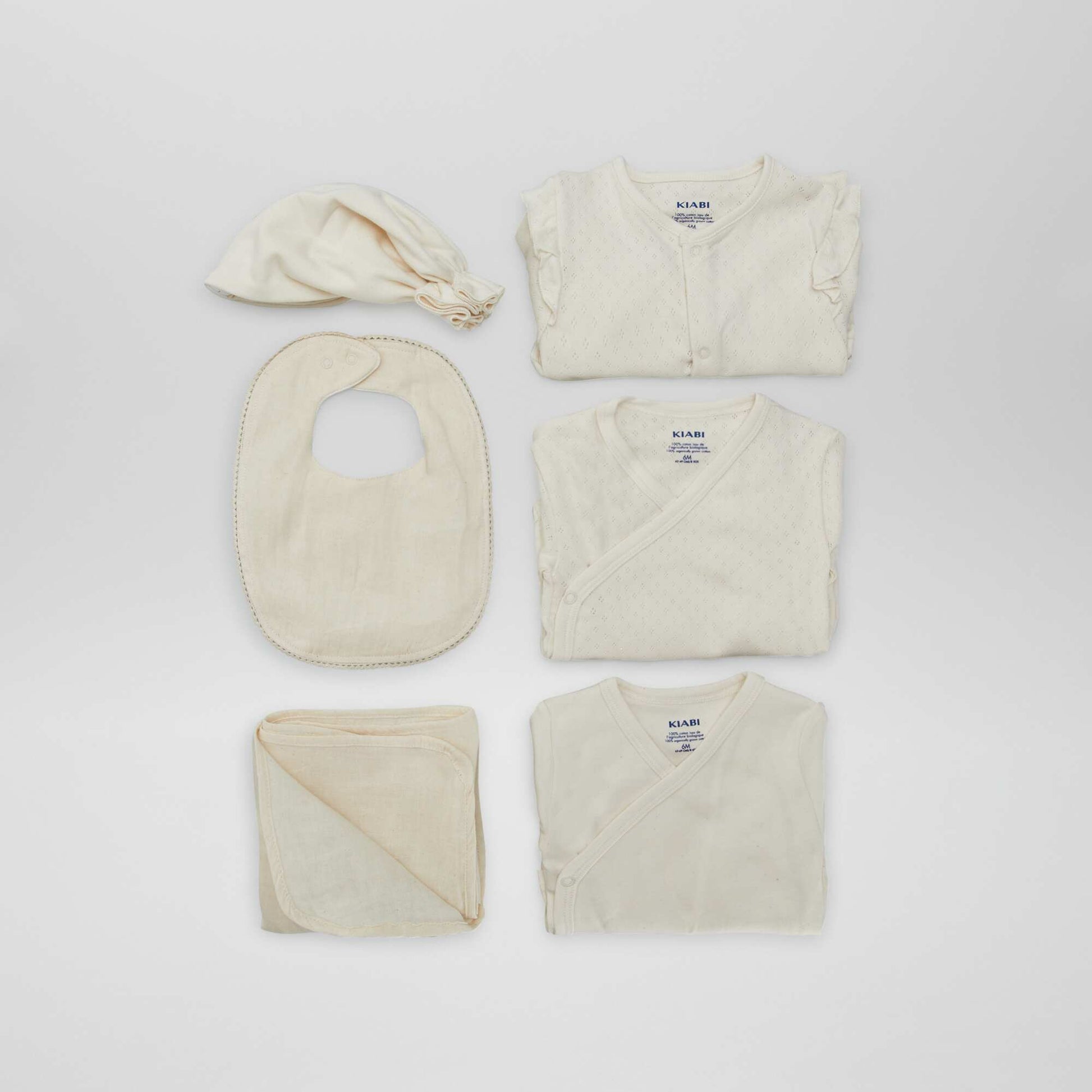 Box de naissance mixte 'New born in the family' - 6 pièces BEIGE