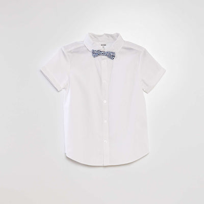 Chemise manches courtes + n ud papillon Blanc