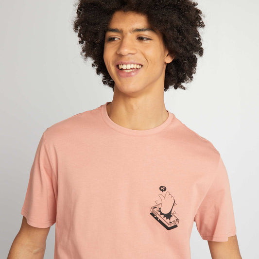 T-shirt en jersey   col rond Rose