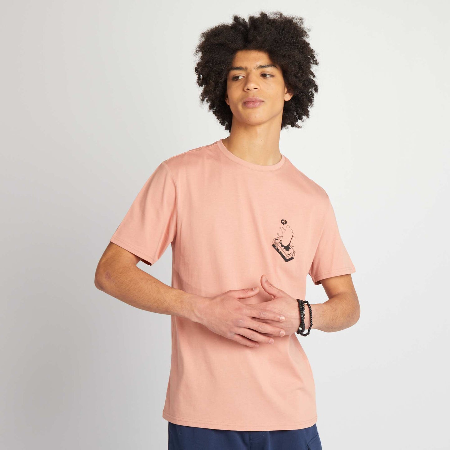 T-shirt en jersey   col rond Rose