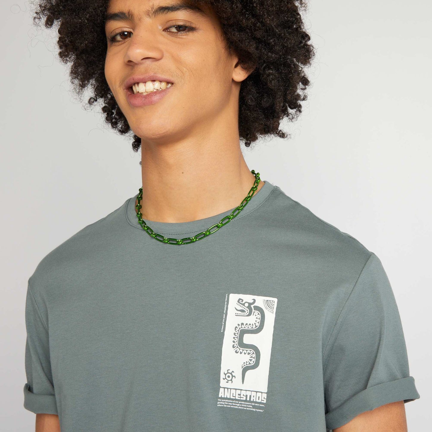 T-shirt en jersey à col rond Vert