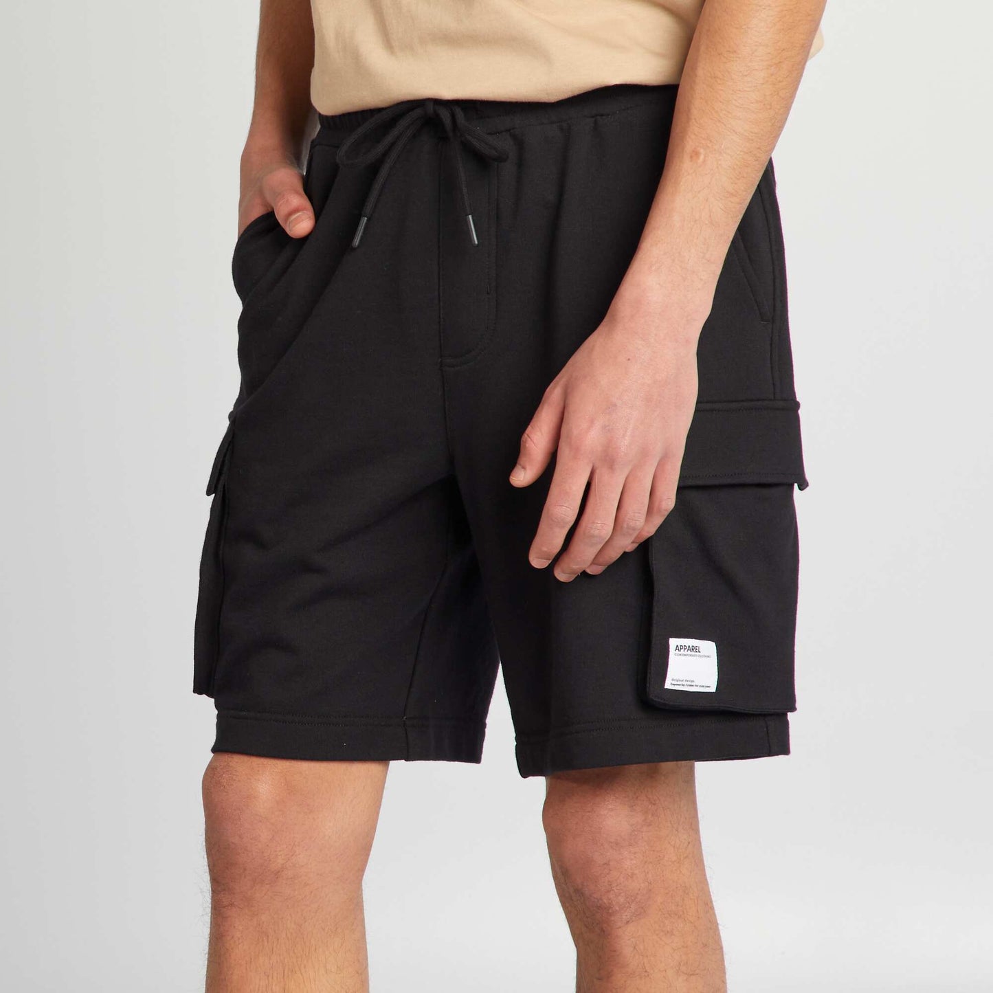 Short en coton multipoche noir