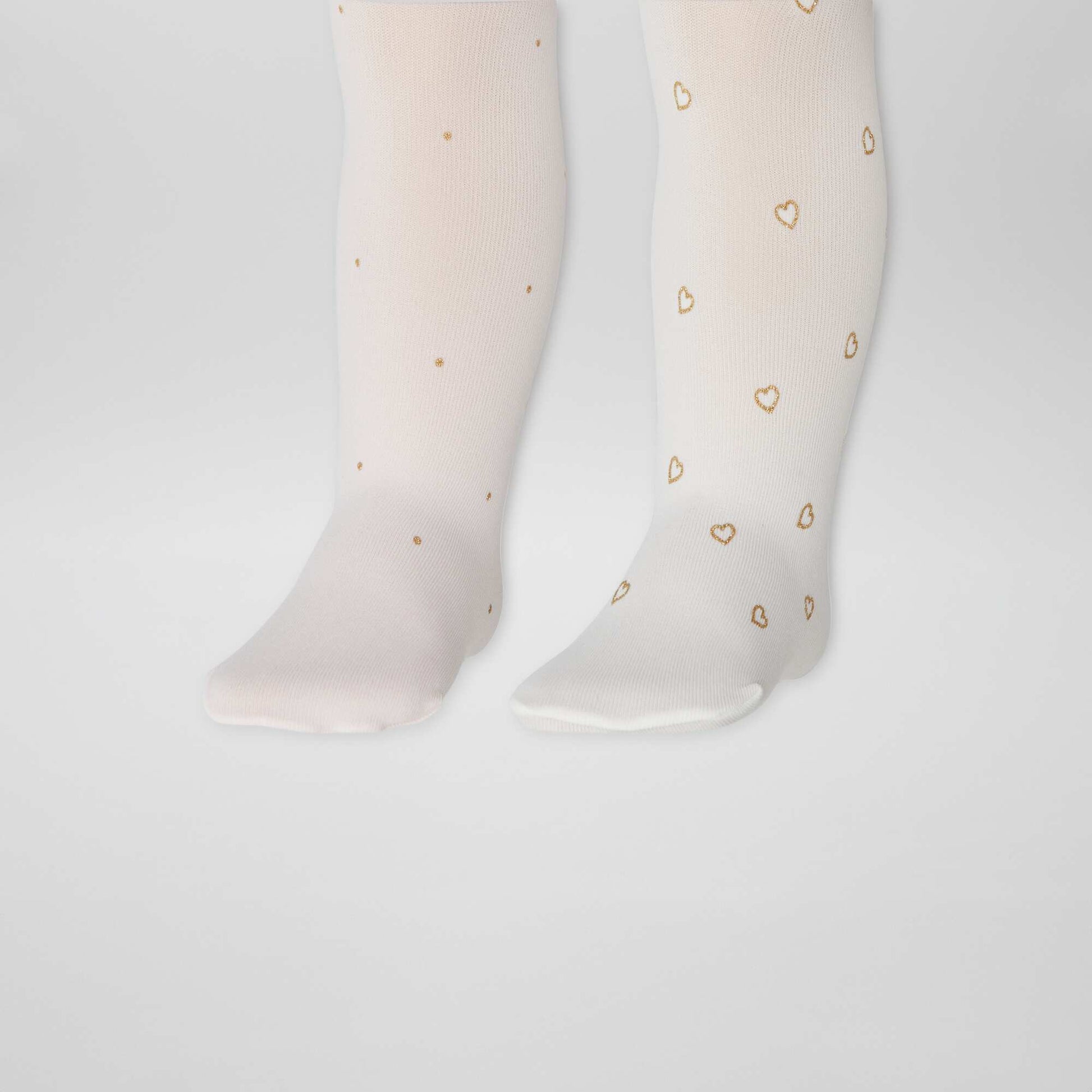Collants l gers imprim s - Lot de 2 Rose/blanc