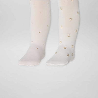 Collants l gers imprim s - Lot de 2 Rose/blanc
