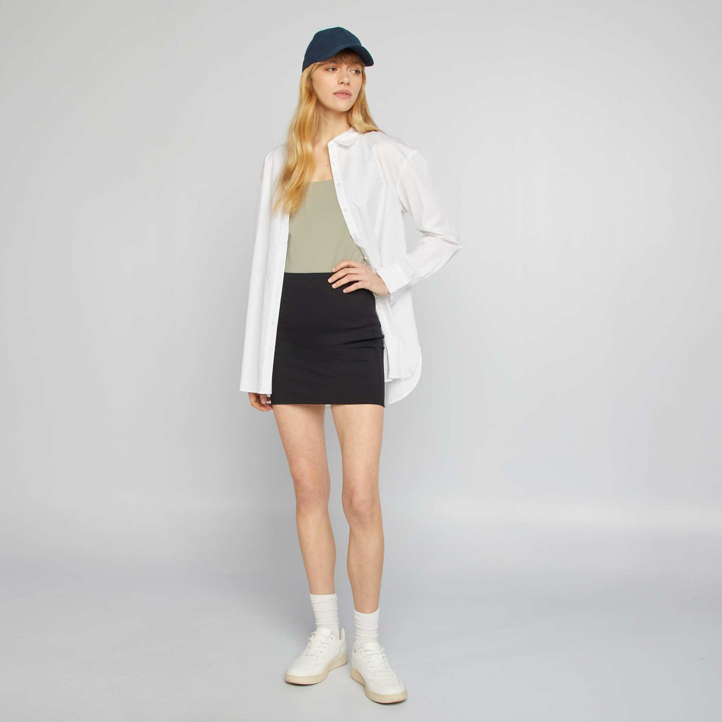 T-shirt stretch à col carré VERT