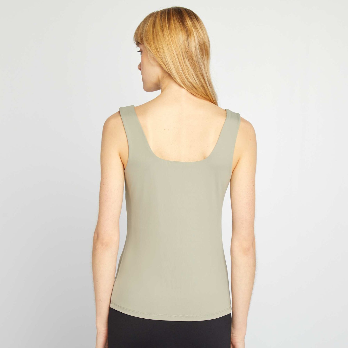 T-shirt stretch à col carré VERT