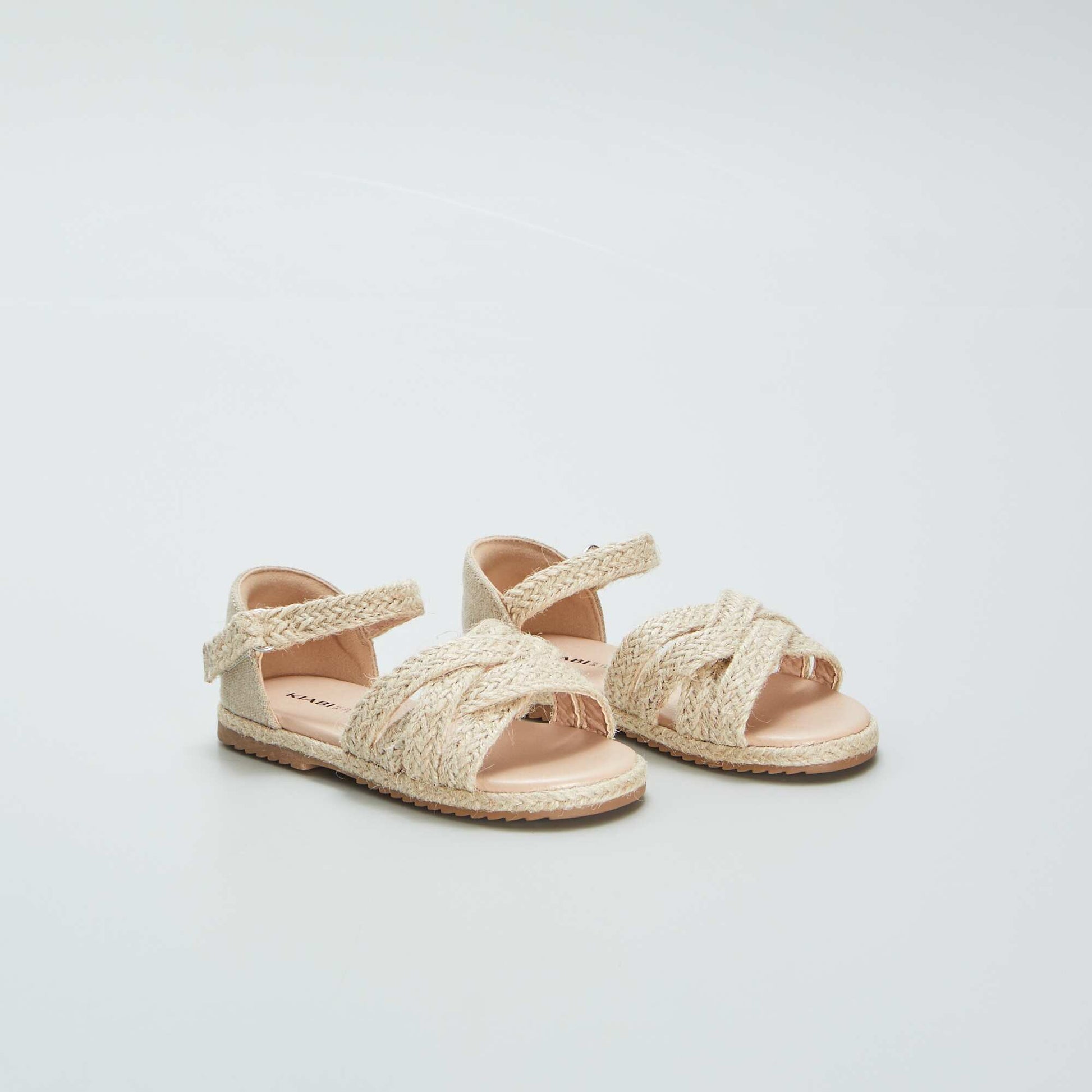 Sandales plates fa on corde Beige