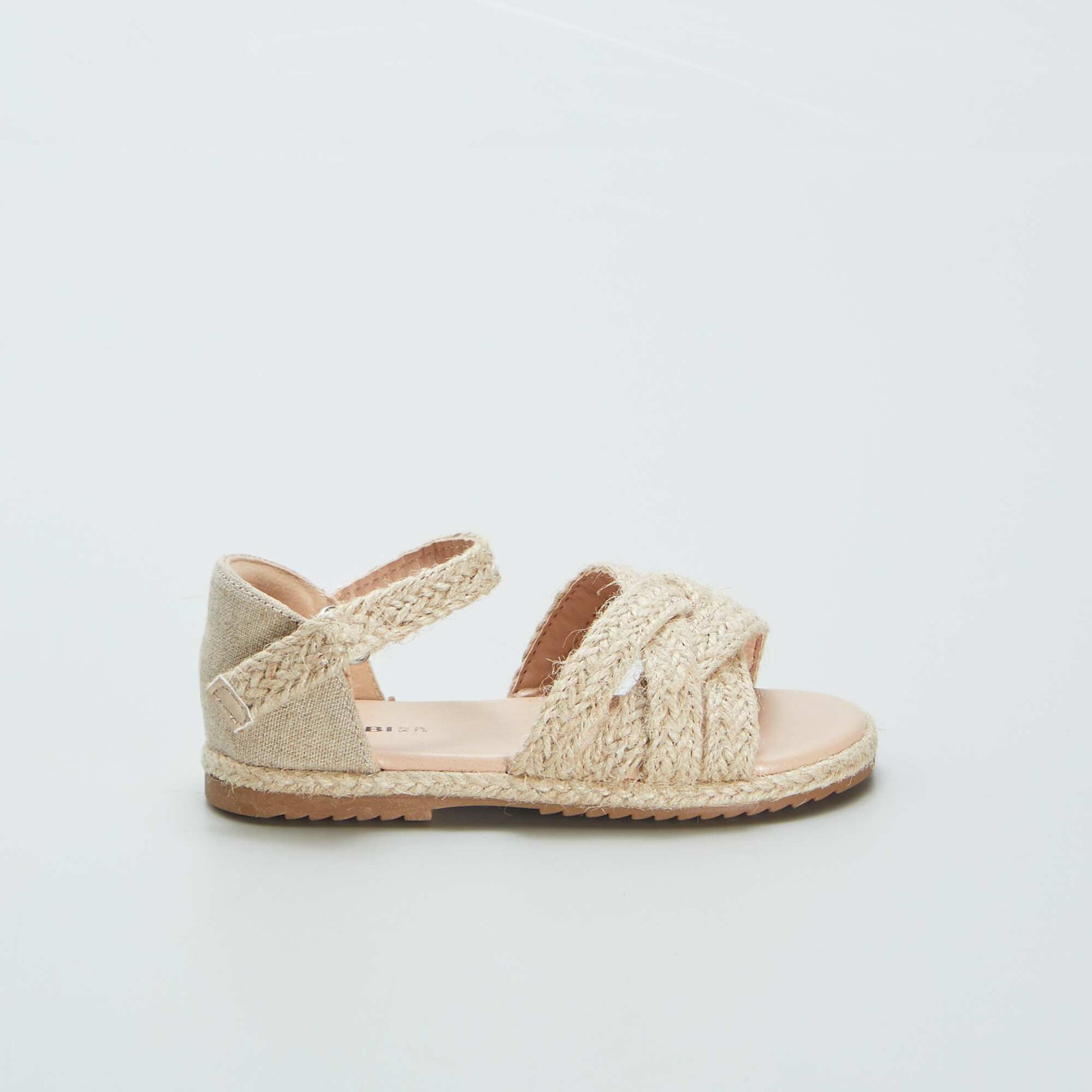 Sandales plates fa on corde Beige