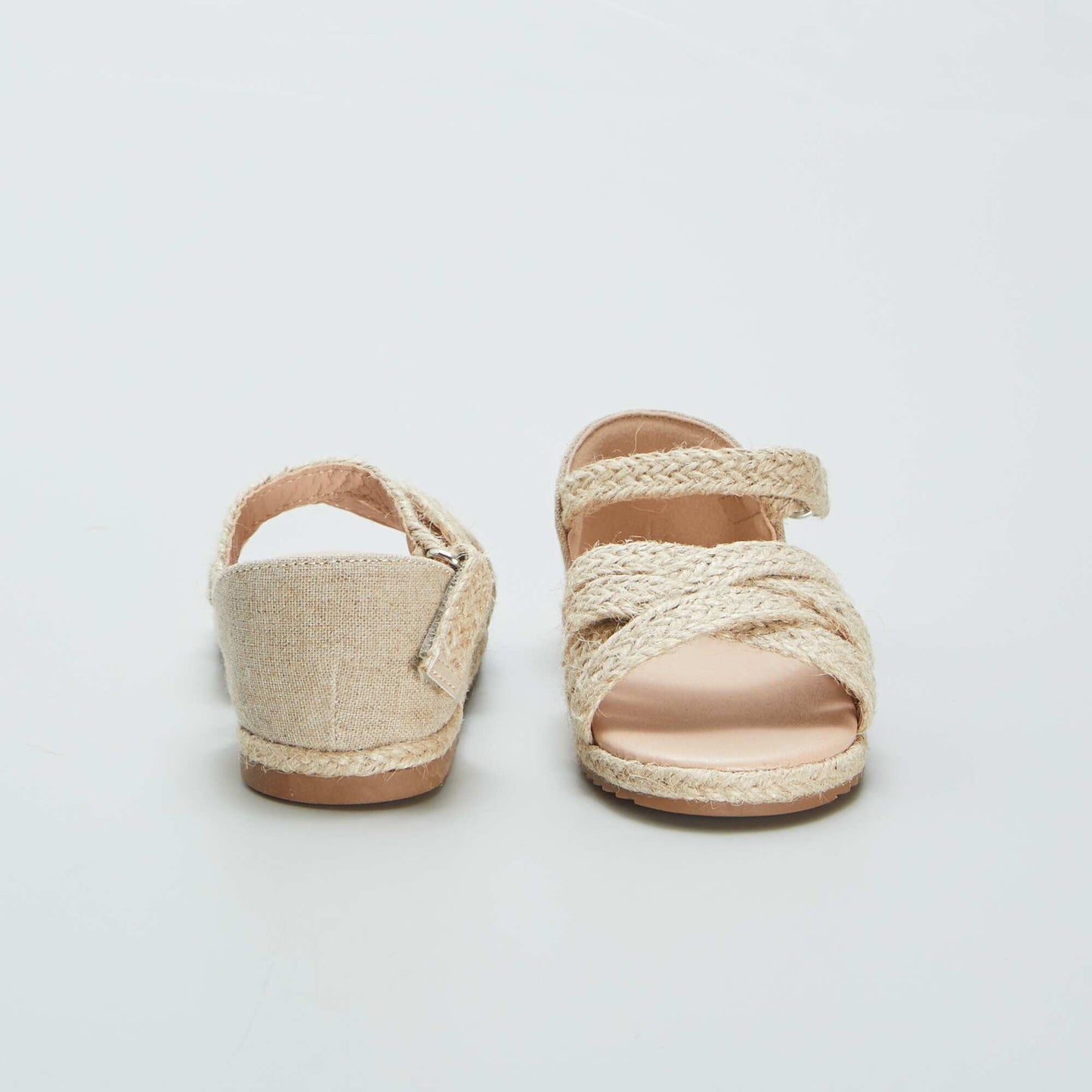 Sandales plates fa on corde Beige