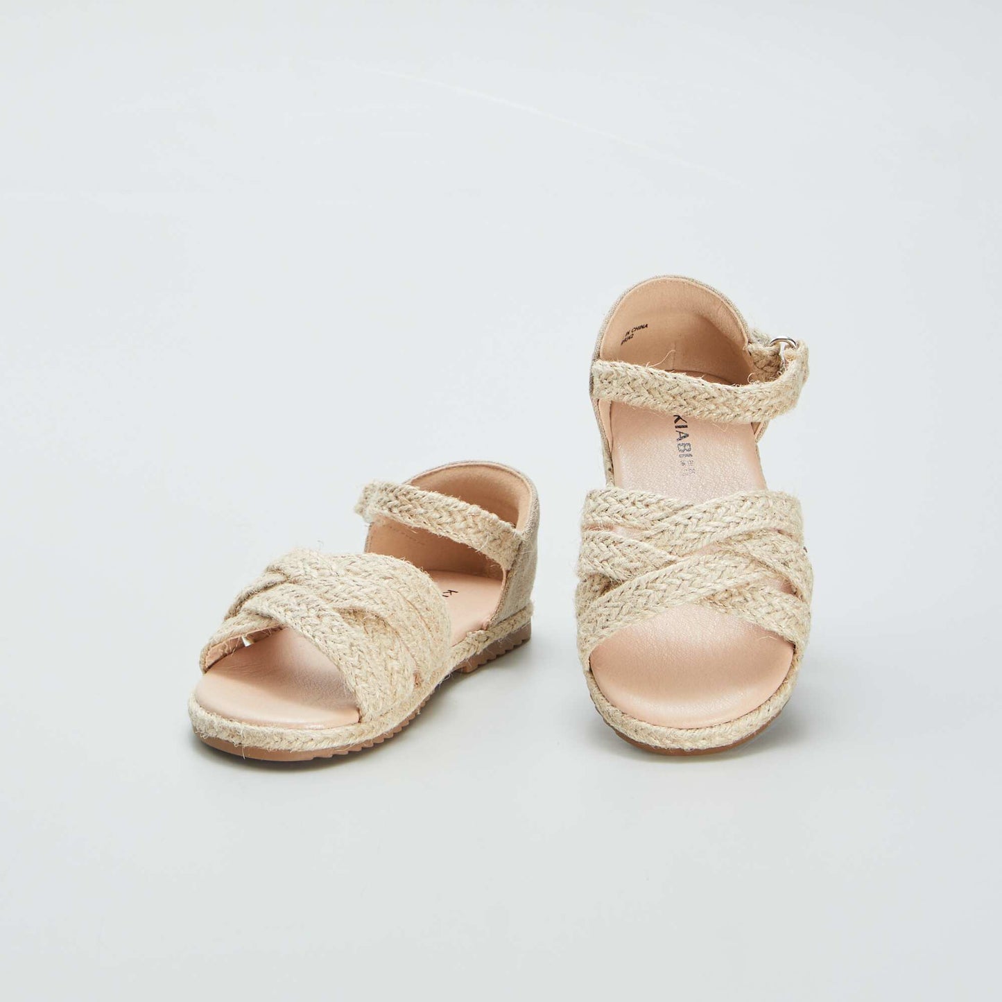 Sandales plates fa on corde Beige