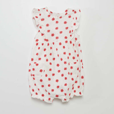 Barboteuse en coton imprim Blanc 'fleur'