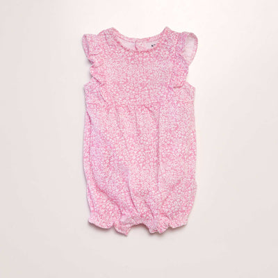 Barboteuse en coton imprim Rose